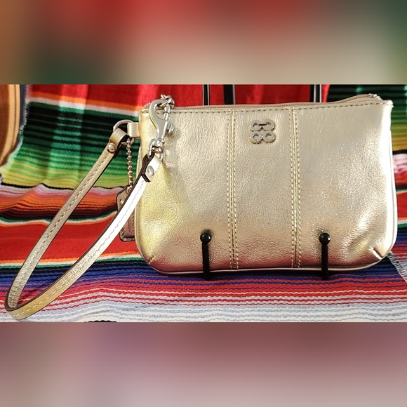Coach Handbags - ♡EUC♡ Coach Gold Metallic Leather Wristlet